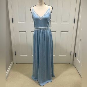 Baby blue maxi sundress with beautiful embroidered details. Size Large. NWT.